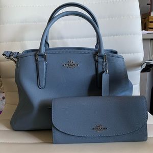 NWT! Coach SV/Pool Light Blue Purse and Wallet